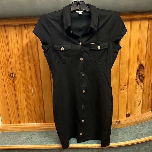 GUESS Black Dress with Collar & Buttons - Picture 1 of 5